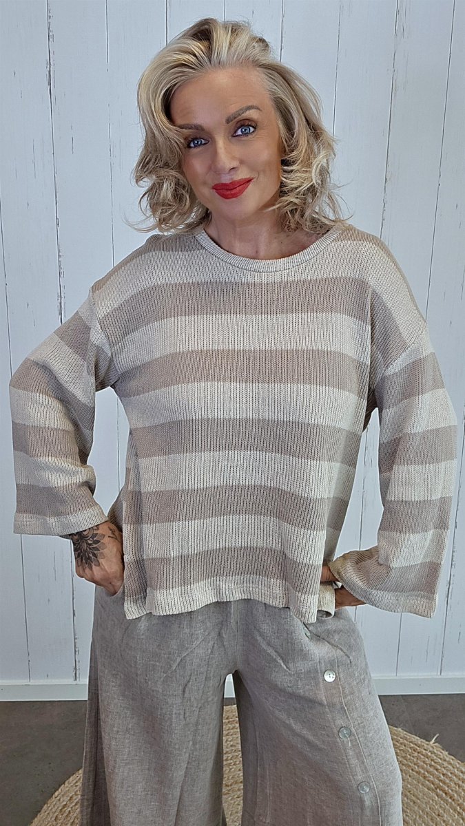 Stripet Bomullsgenser Beige