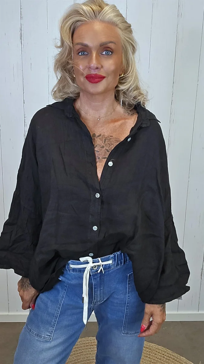 Stina Linskjorte svart - Image 3
