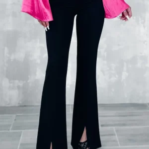 ChicVibe - Stilige Sorte Bukser med Delt Front for En Trendy Look