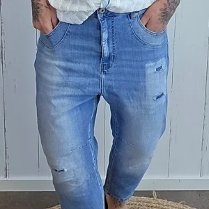 Daisy denim bukse med slitasjedetaljer