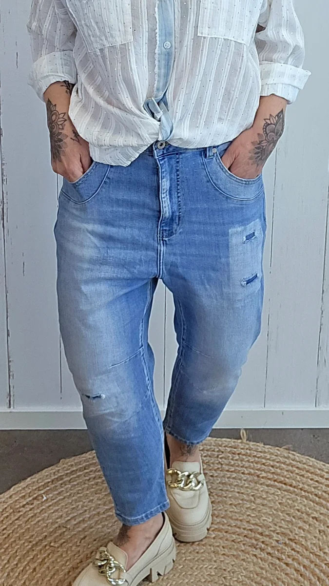 Daisy denim bukse med slitasjedetaljer