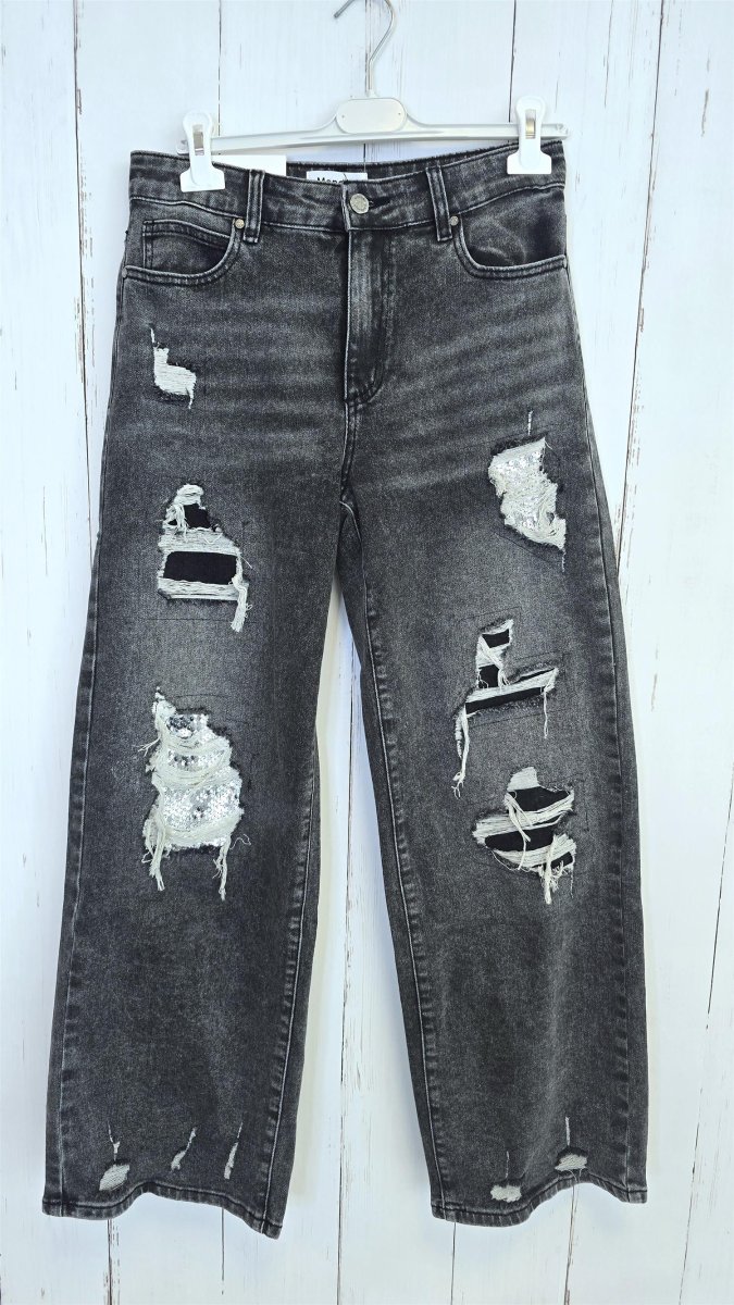 Clarissa Patches jeans gråsvart - Image 5