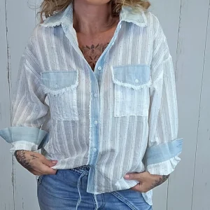 Stine skjorte med denimdetaljer