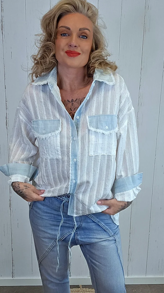 Stine skjorte med denimdetaljer - Image 2