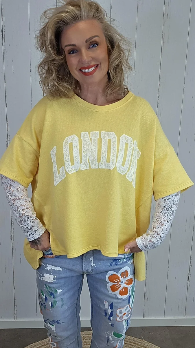 Birka oversized topp mørk gul/hvit - Image 2