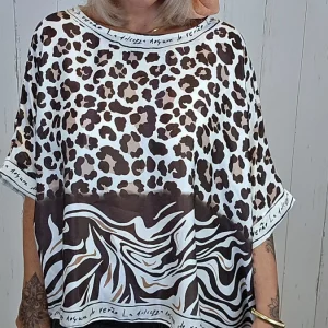 Nina topp med leoprint brun