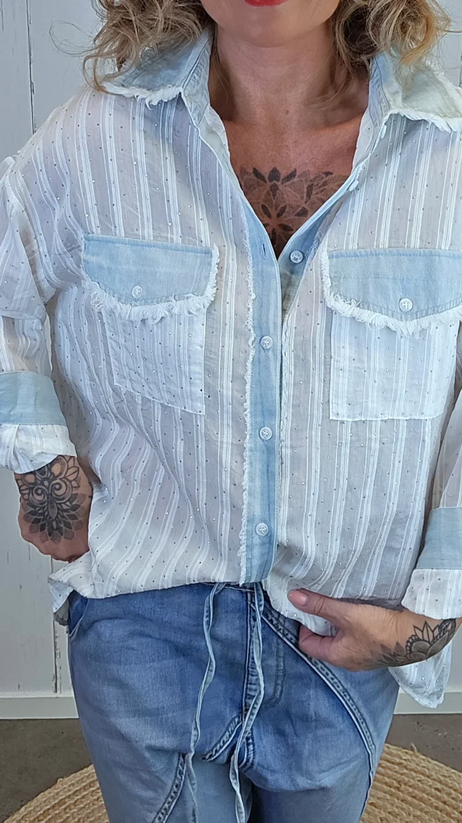 Stine skjorte med denimdetaljer - Image 5