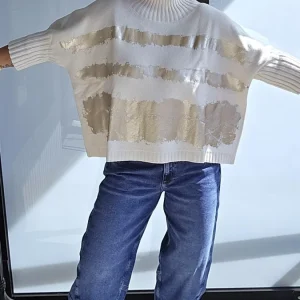 Pullover gold print
