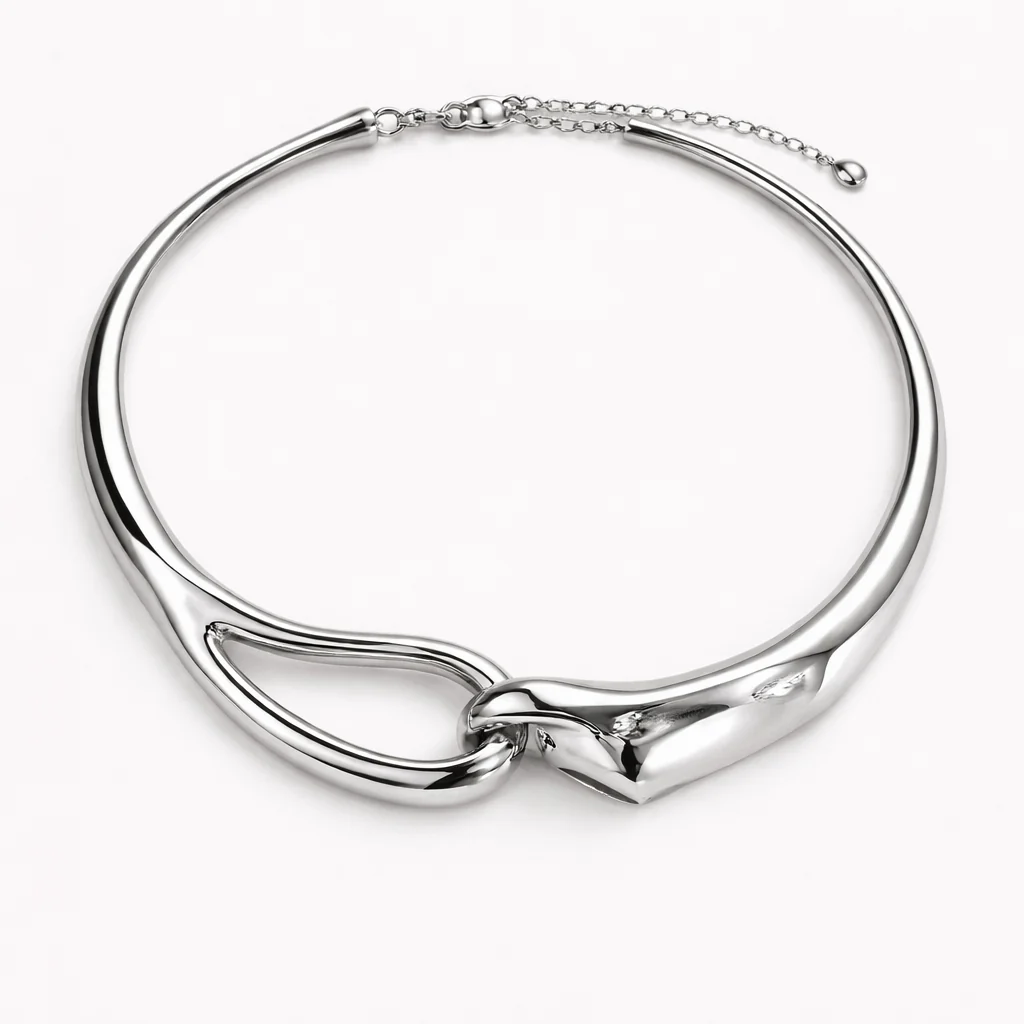 Bred Geometrisk Choker Halskjede – Trendy og Moderne Statement Smykke for Kvinner - Image 3