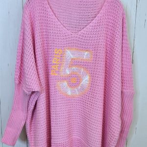 Line strikkegenser rosa