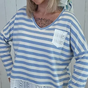 Cecilie stripet topp lyseblå