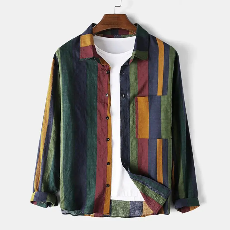 VibrantWear - Stilig Skjorte med Fargede Striper for Trendy Utseende - Image 3