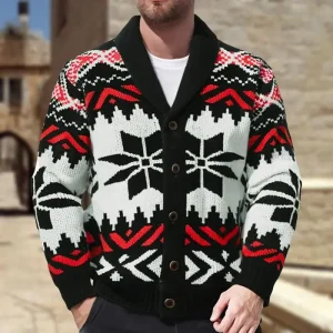NordicCharm - Herre Vintage Strikket Julecardigan