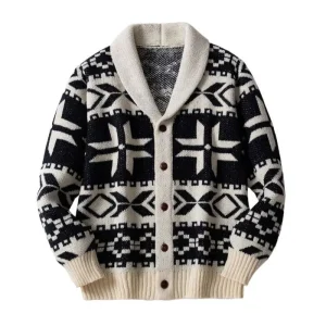 AlpineHeritage - Herre Tykk Strikket Nordisk Cardigan