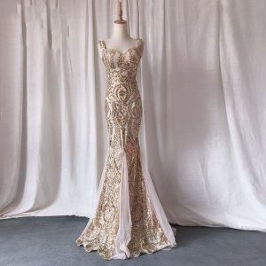 Gylden prinsesse brudekjole