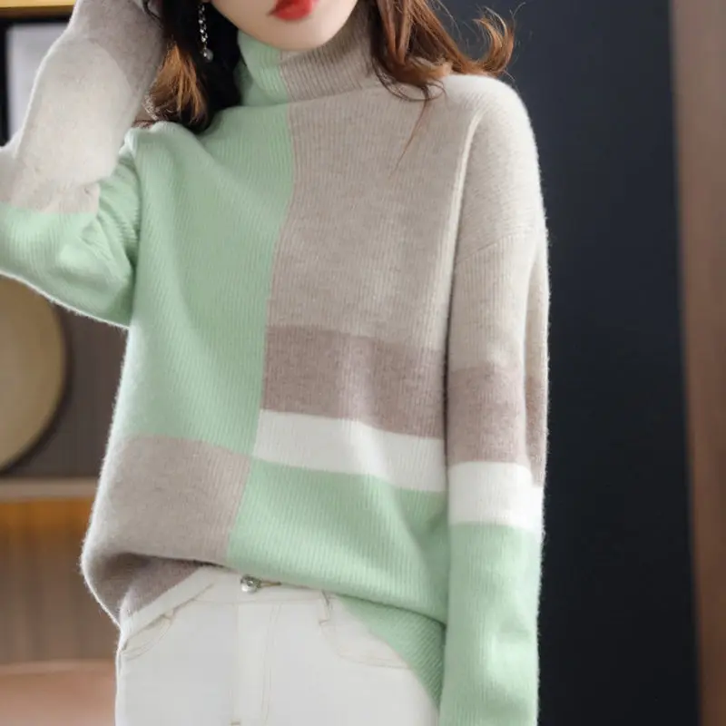 Aurora Luxe – Myk & Stilig Fargeblokk-Turtleneck - Image 5