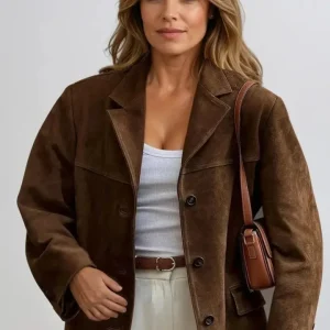 Dameblazer i semsket skinn med vintage sjarm – Tidløs eleganse