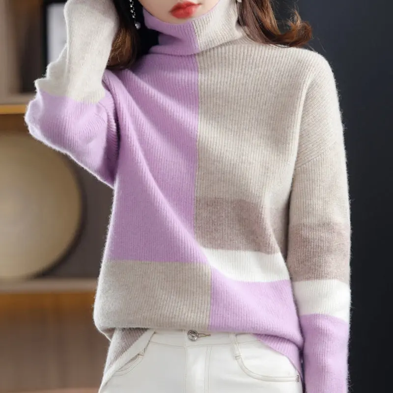 Aurora Luxe – Myk & Stilig Fargeblokk-Turtleneck - Image 4