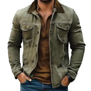 Rugged Valor – Herre Distressed Denim Jakke