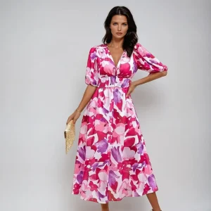 FloraVibe - Livlig Sommer Midi Kjole