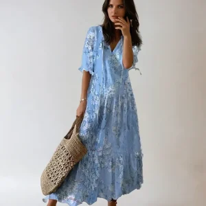 FloraVogue - Elegant Blomsterprint Maxi Kjole